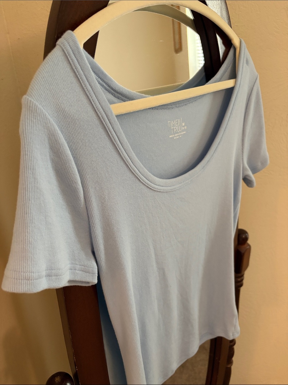 Time and Tru Pale Blue Scoop Neck Short Sleeve Top